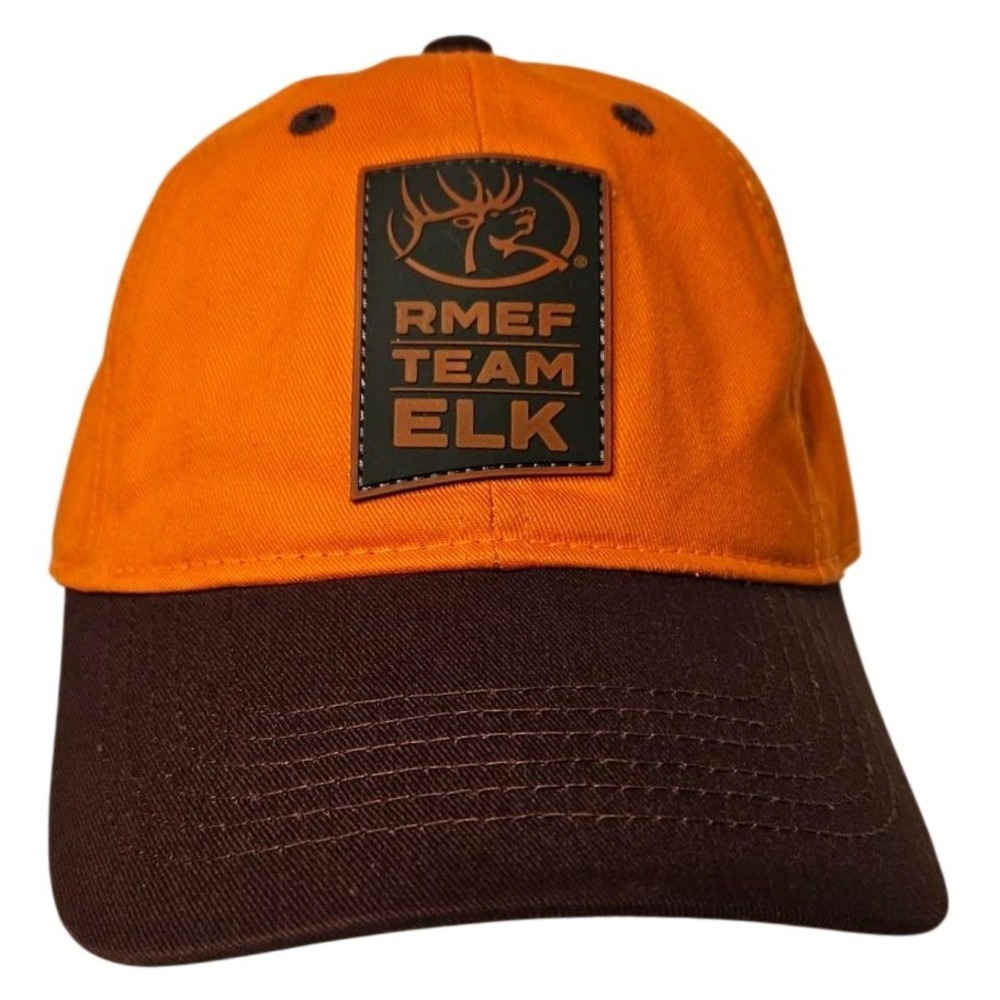 Rymaco RMEF Team Elk Hunting Hat Blaze Orange Brown Adjustable Baseball Cap